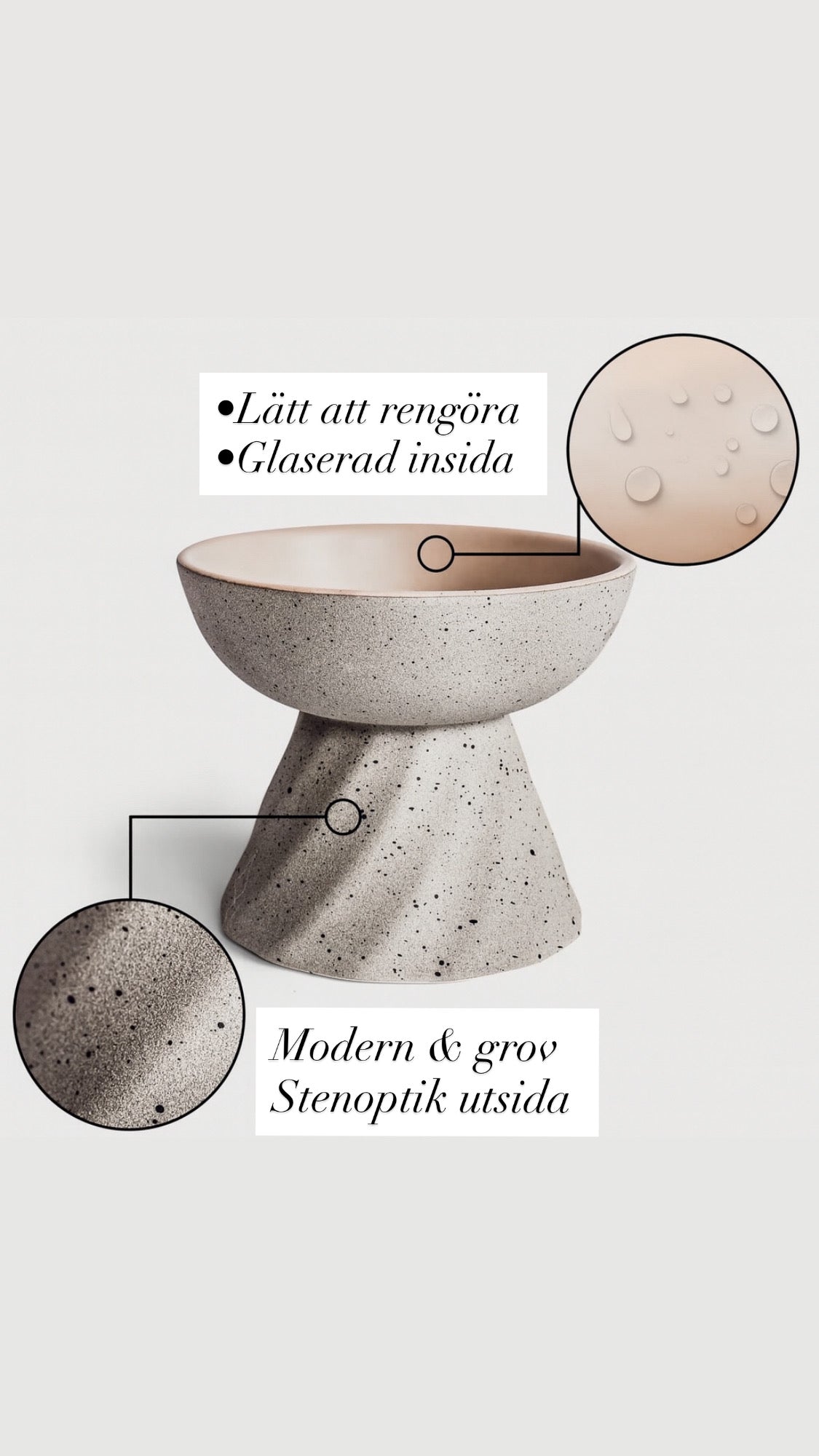 Upphöjd keramikmatskål i stenutseende