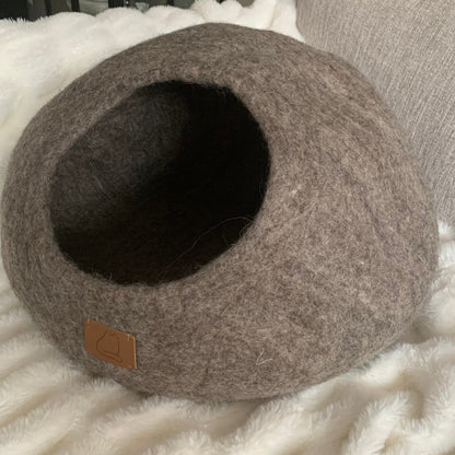 Premium Kattgrotta i ekologisk ull – Jordbrun