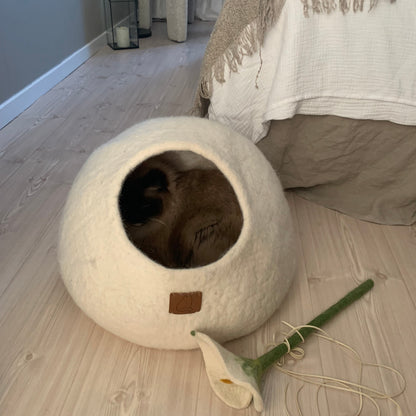 Premium Kattgrotta i ekologisk ull – Snövit
