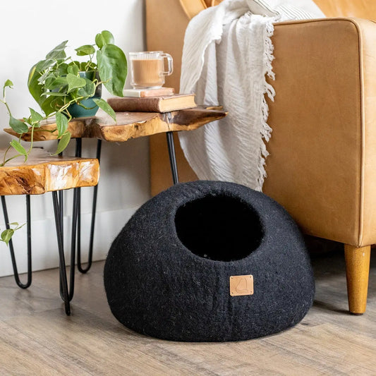 Premium kattgrotta i merinoull - Nattsvart
