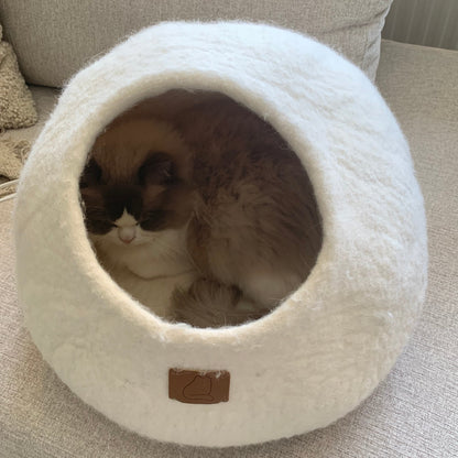 Premium Kattgrotta i ekologisk ull – Snövit