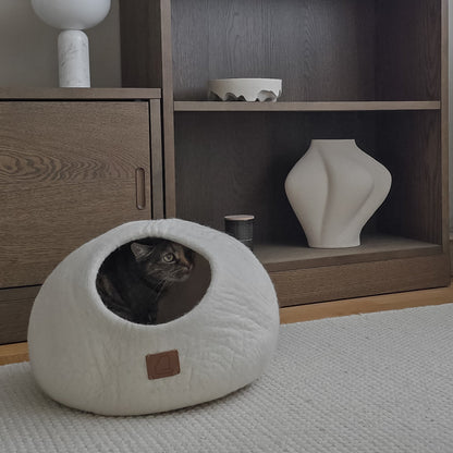Premium Kattgrotta i ekologisk ull – Snövit