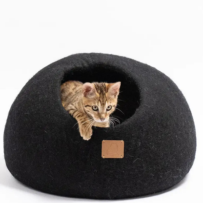 Premium Kattgrotta i ekologisk ull – Nattsvart