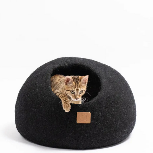 Premium kattgrotta i merinoull - Nattsvart