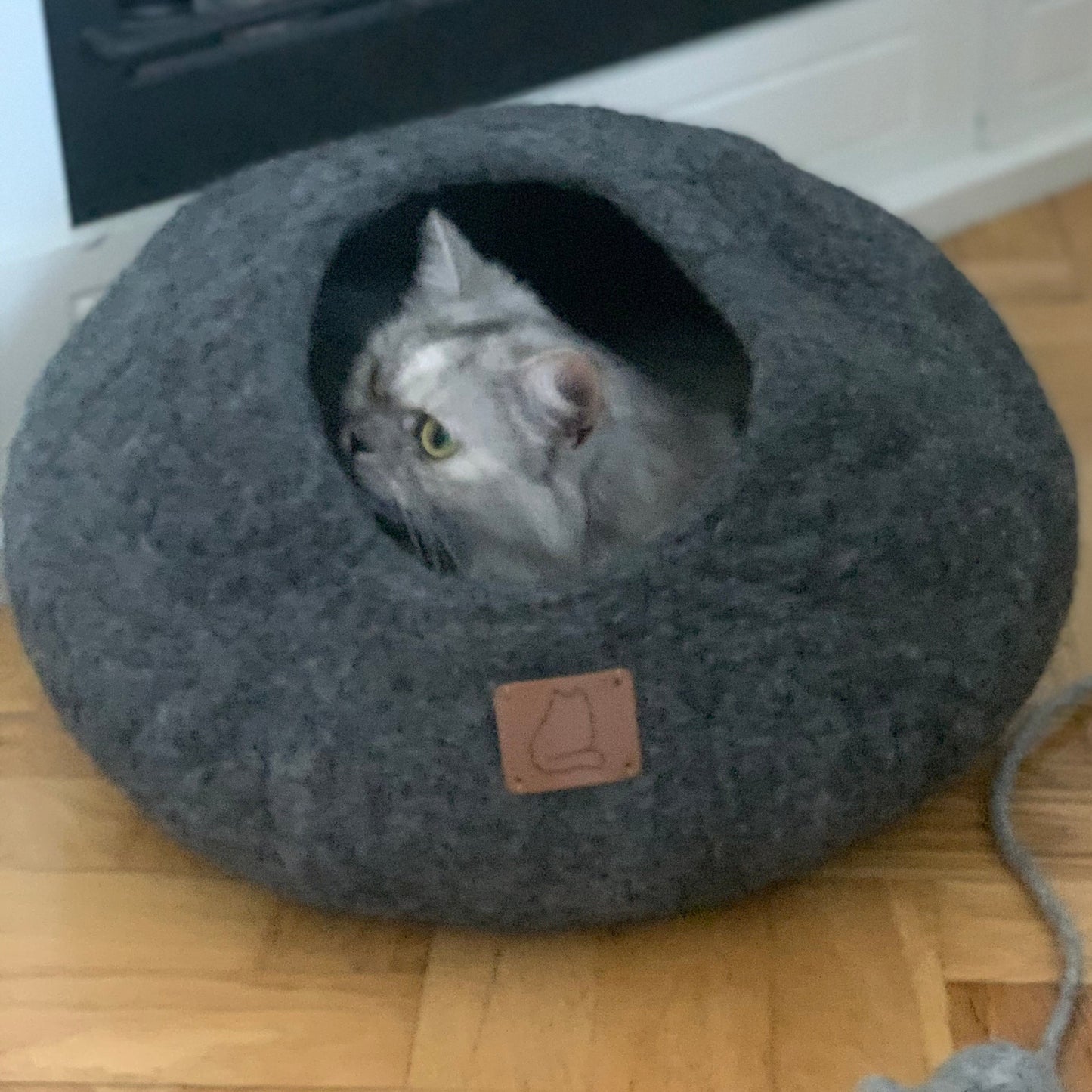 Premium Kattgrotta i ekologisk ull – Stengrå