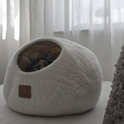 Premium Kattgrotta i ekologisk ull – Snövit
