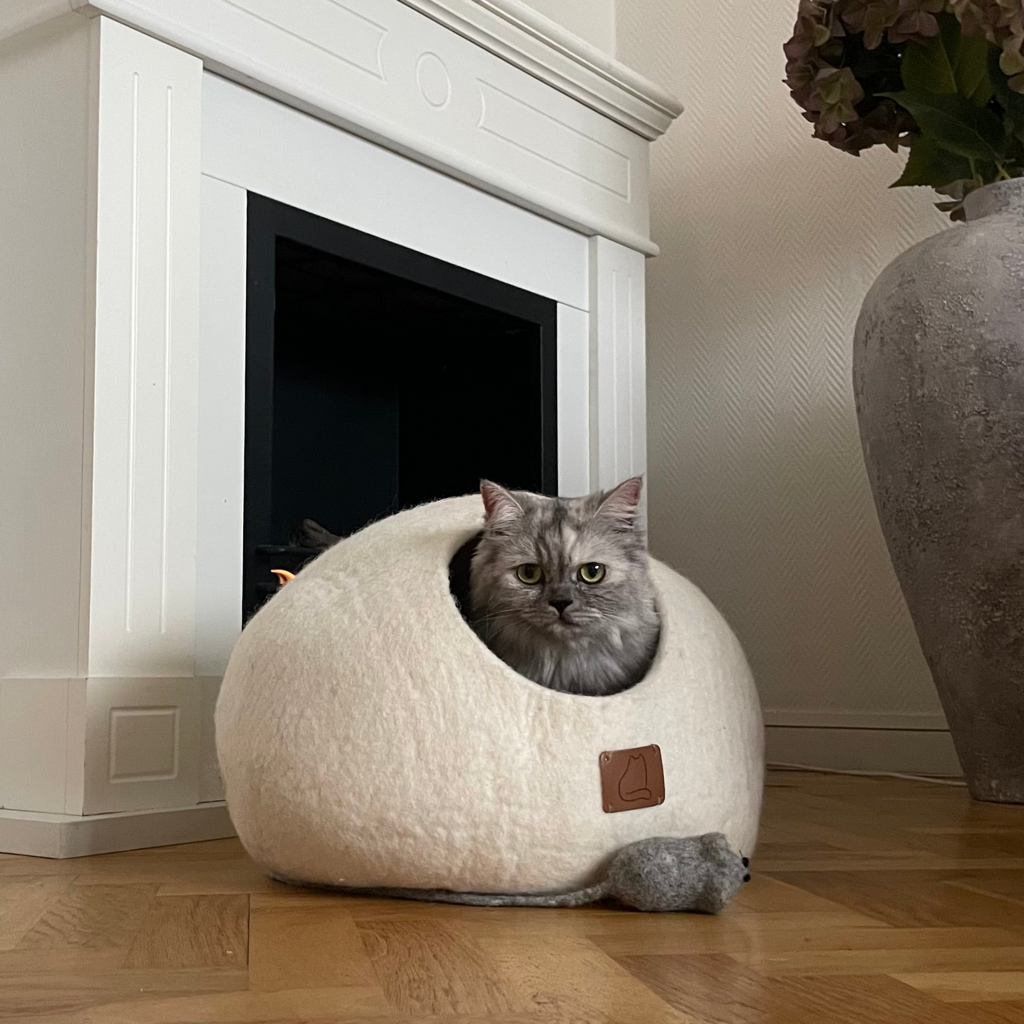 Premium Kattgrotta i ekologisk ull – Snövit