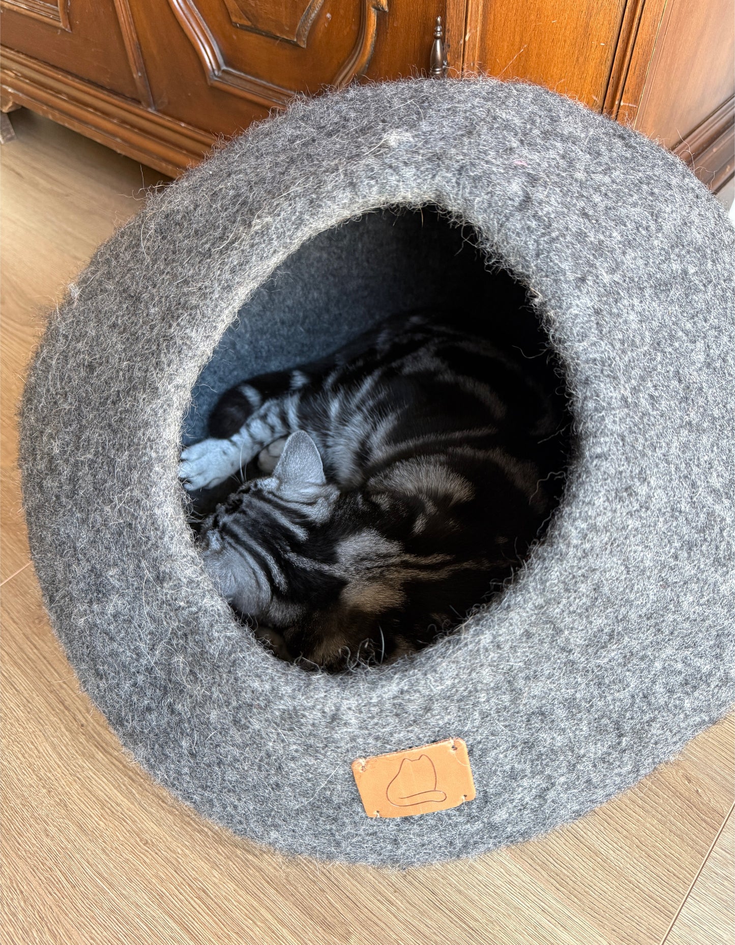 Premium Kattgrotta i ekologisk ull – Stengrå