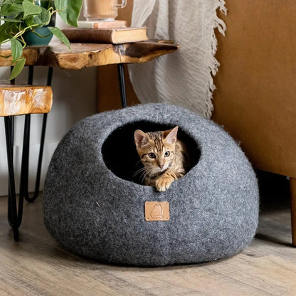 Premium Kattgrotta i ekologisk ull – Stengrå