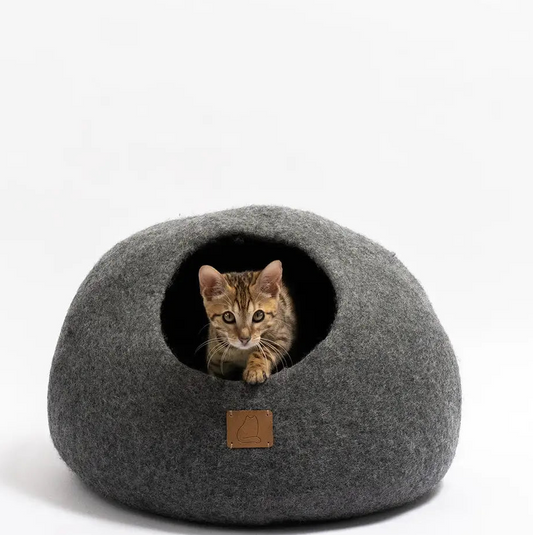 Premium kattgrotta i merinoull – Stengrå