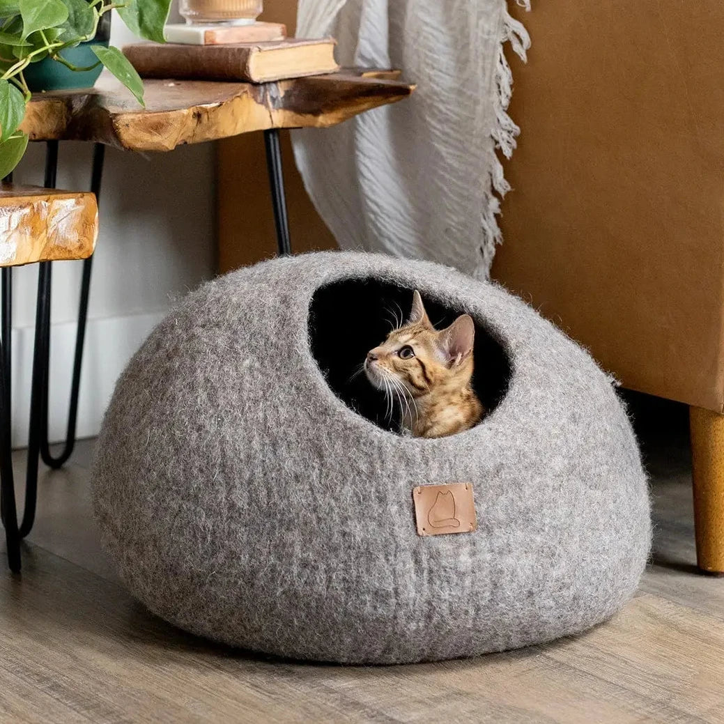 Premium Kattgrotta i ekologisk ull – Jordbrun