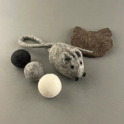 Naturligt leksaksset för katt – ull & hampa 5-pack