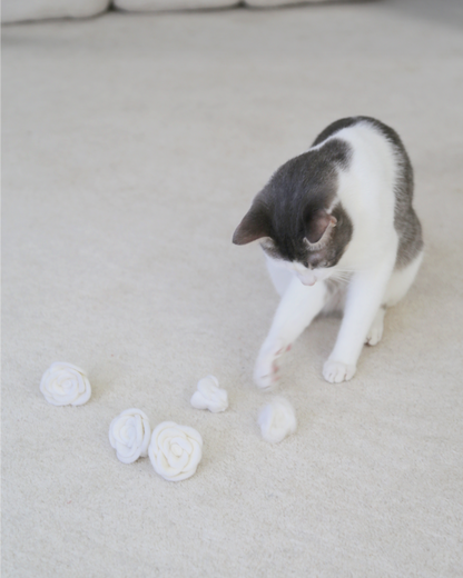 Flora Eterna – Leksakslåda för katt med handgjorda ullrosor