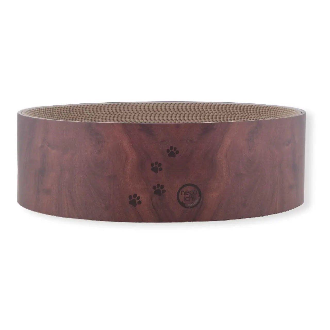 rund klösbädd till katt i mörk körsbär 